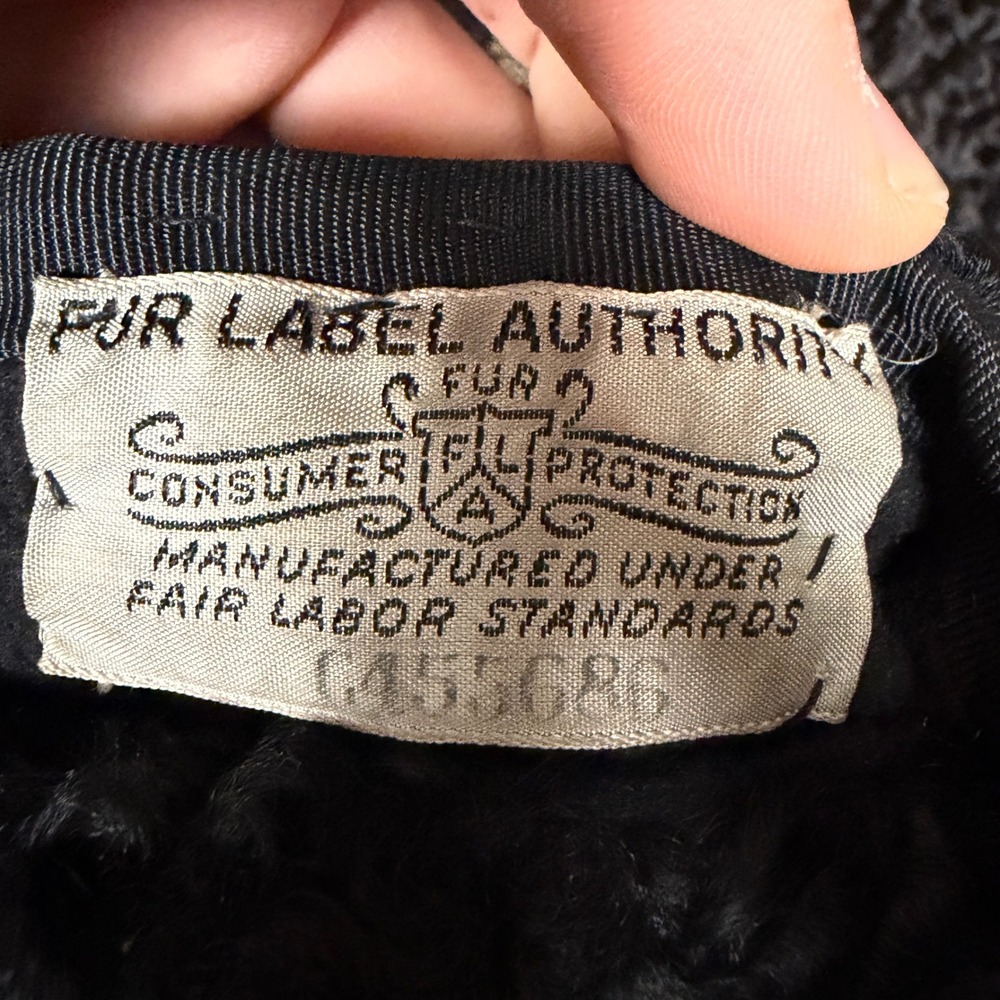 Vintage B Siegel Co Black Curly Persian Lamb Fur Coat Jacket Shawl Collar - Picture 3 of 9